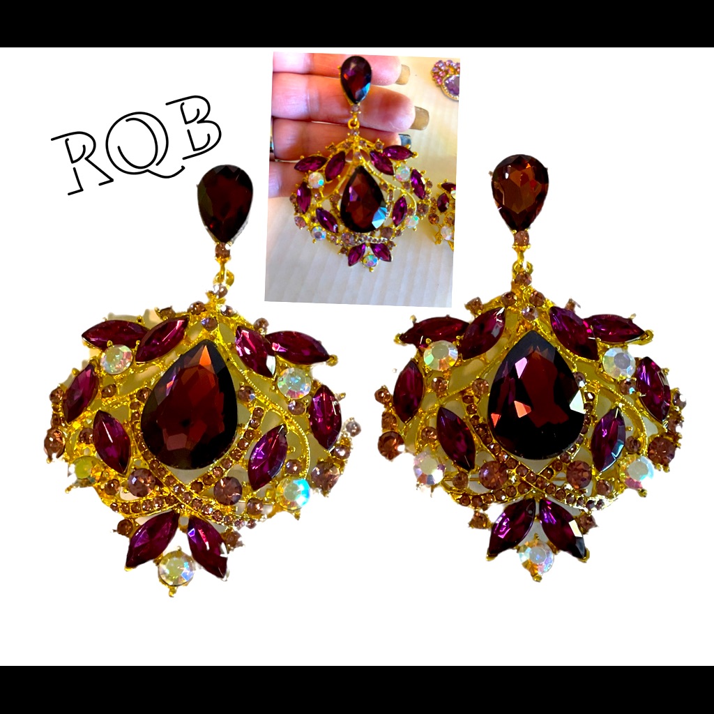 Purple Chunky Stage Earrings Pageants 55$
